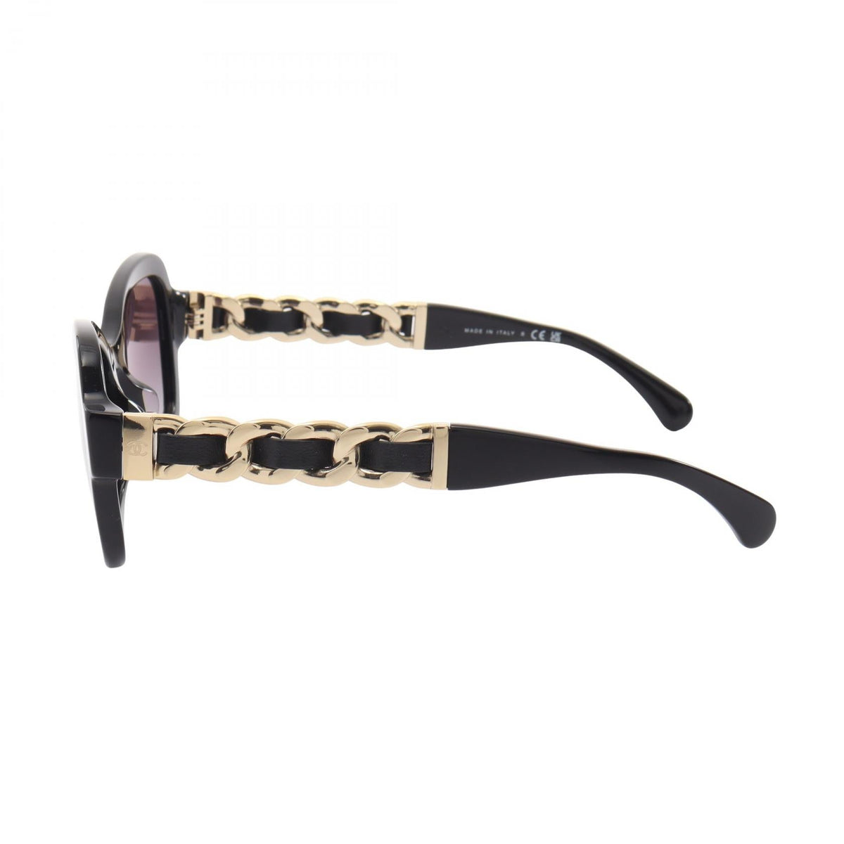 CHANEL Black/Gold COCO Mark Chain Temple leather�Plastic 2101220050740