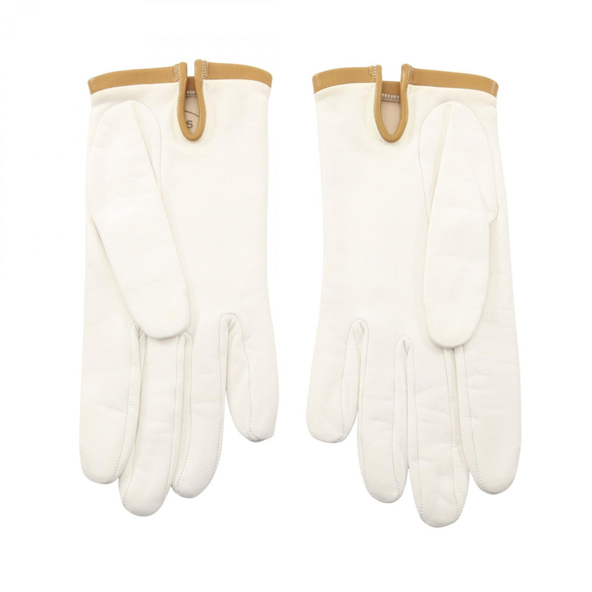 HERMES Trimming piping glovesWhite White White/Gray/Khaki leather 2101220040680