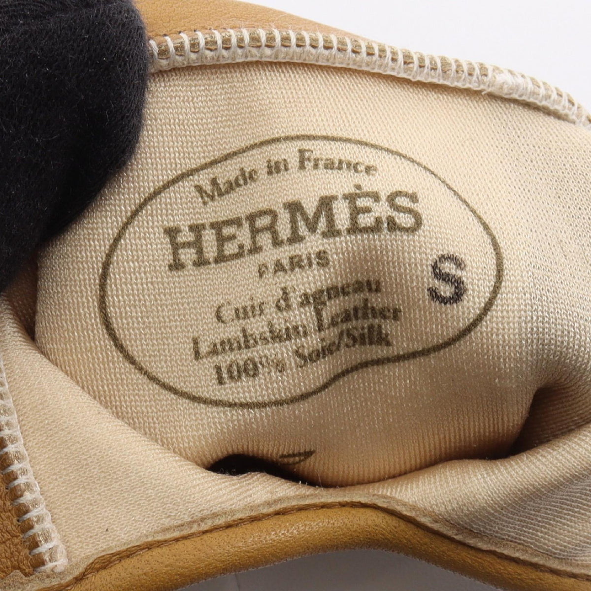 HERMES Trimming piping glovesWhite White White/Gray/Khaki leather 2101220040680