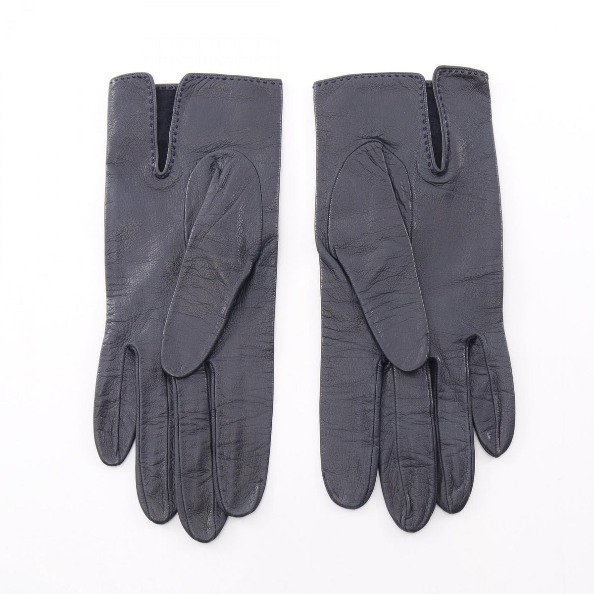 HERMES H logo gloves Navy leather 2120300057820