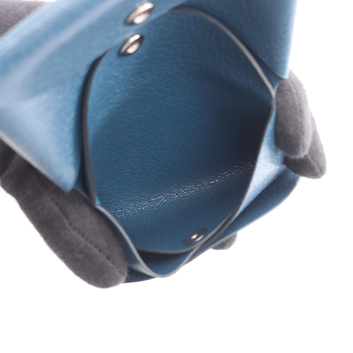 HERMES Calvi duo coin purseDeep blue Deep blue Navy leather Chevre Shamquila 2121400006985