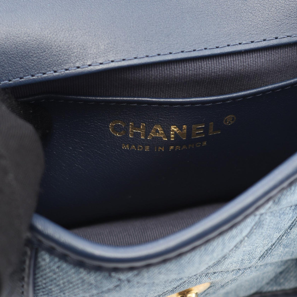 CHANEL Blue/Navy Mini Matelasse denim�leather 2101219262161