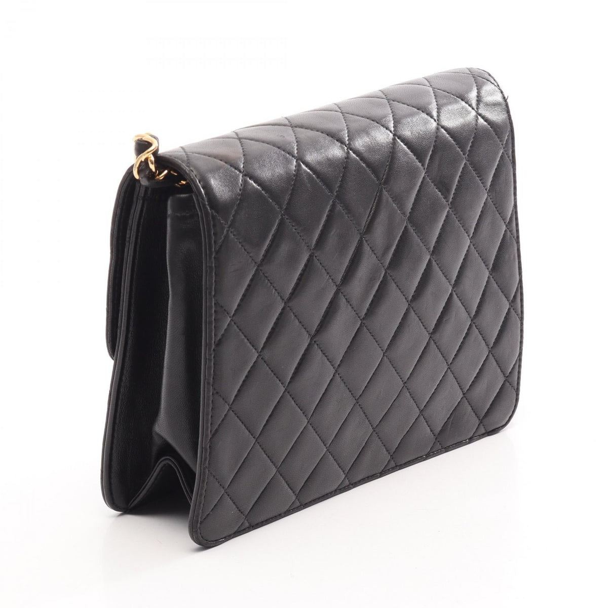 CHANEL Black Matelasse Single Flap Push Lock Lambskin (sheep leather) A03569 2101219915388