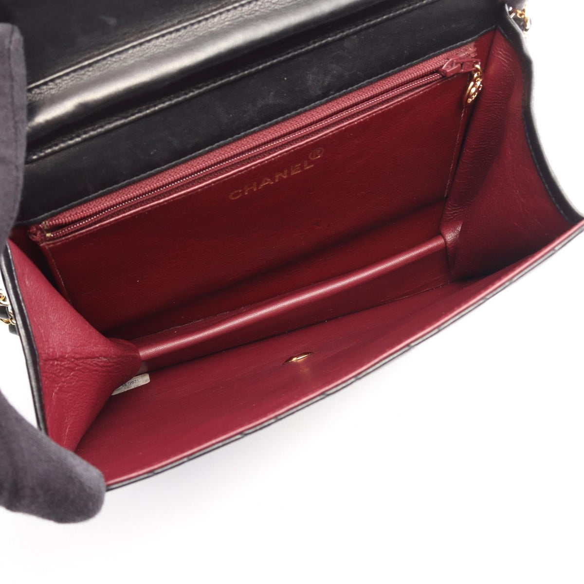 CHANEL Black Matelasse Single Flap Push Lock Lambskin (sheep leather) A03569 2101219915388