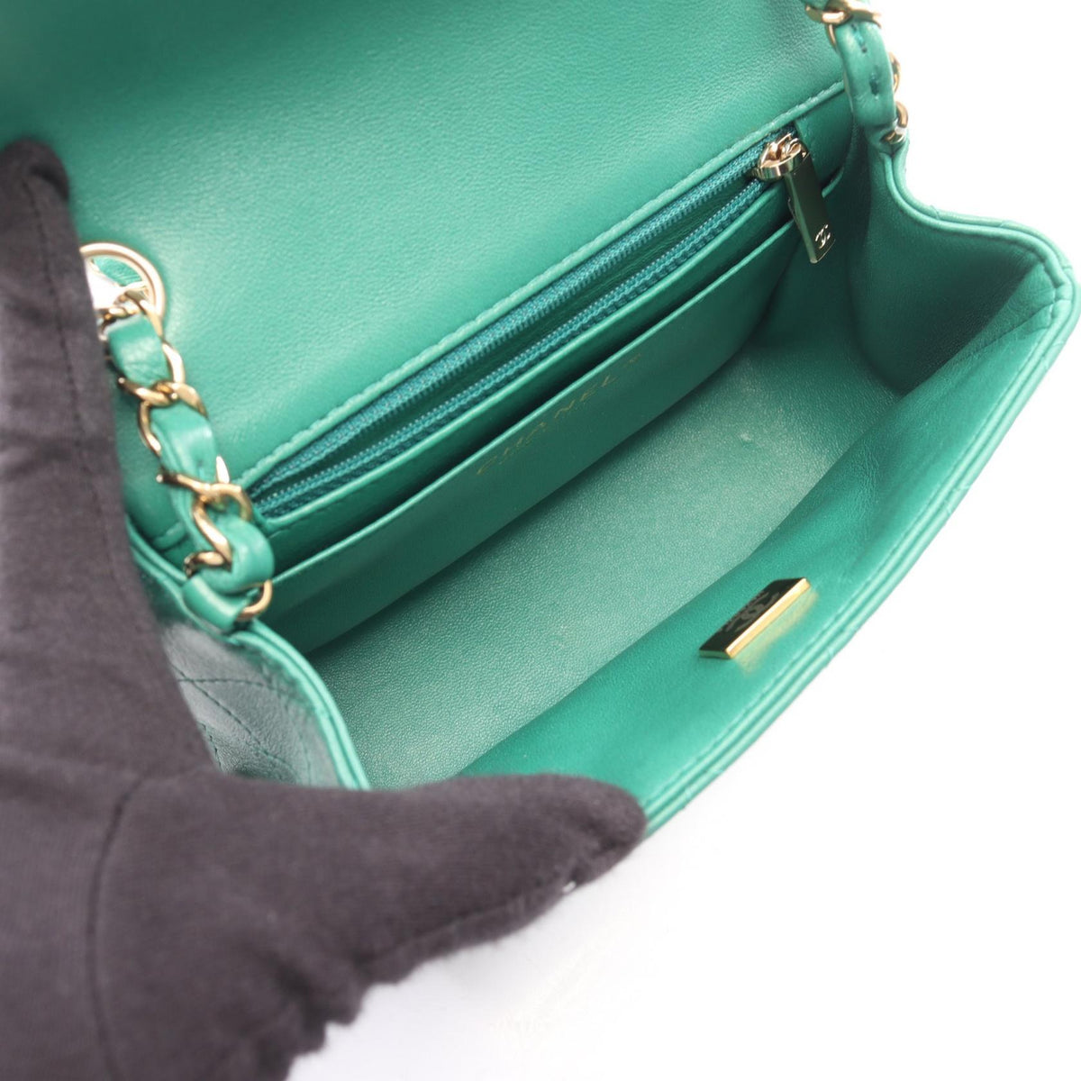 CHANEL Green Mini Matelasse Lambskin (sheep leather) 2101219824222