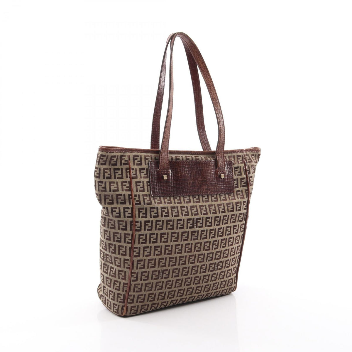 FENDI Zucchino Tote Bag Brown canvas leather 8BH174 2101219805405