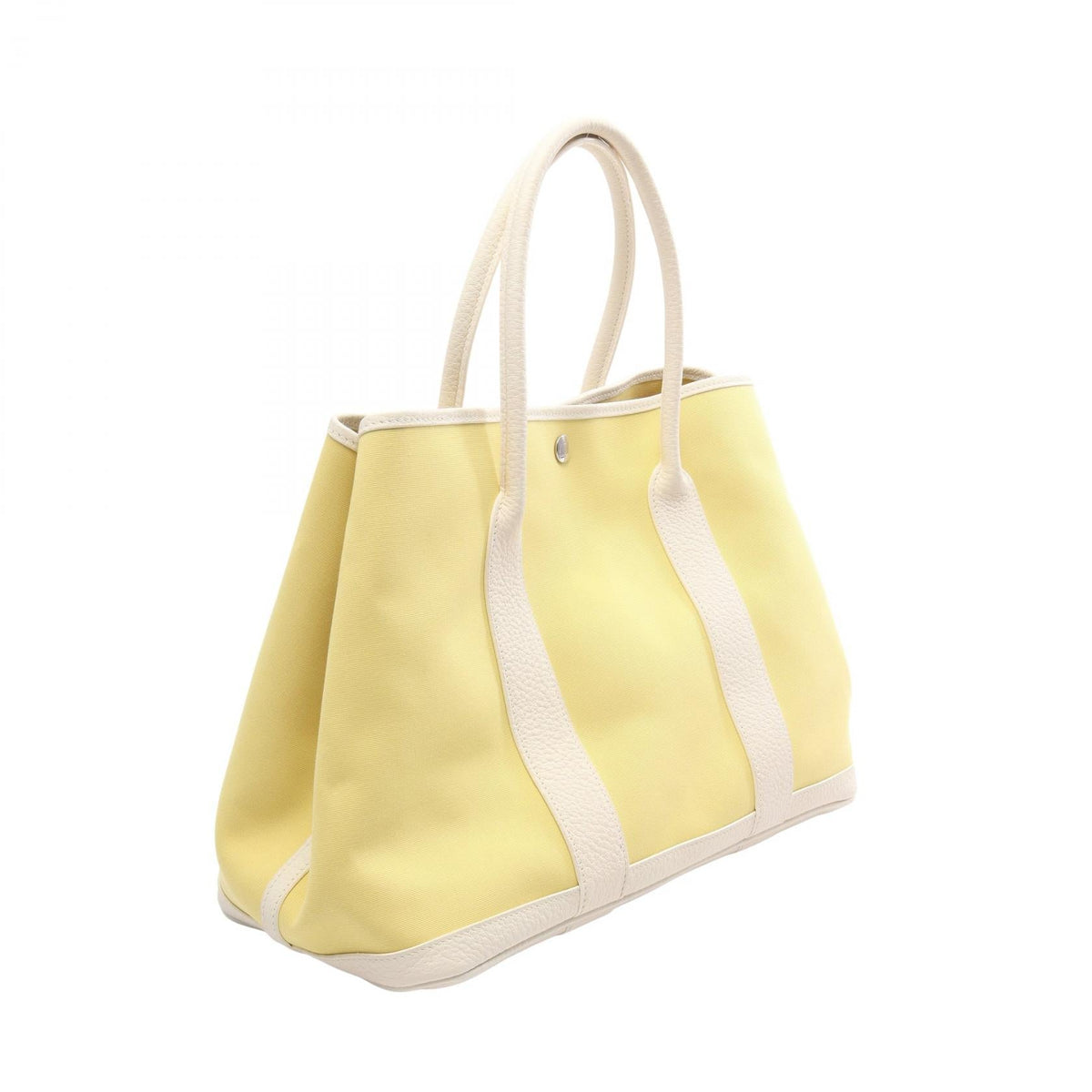 HERMES Garden Party PM Soufre Tote BagWhite White Yellow/White Toile officier Other Toile officier / Vache leatherCountry leather 2107400259774