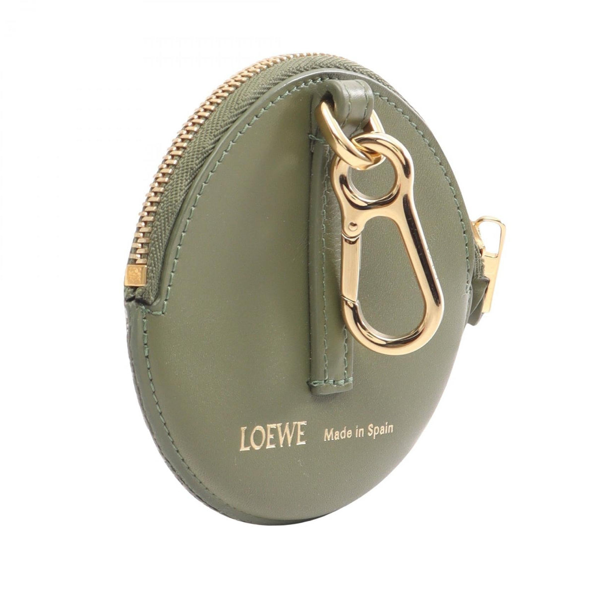 LOEWE Cookie Charm Repeat Anagram coin purse Green/Beige canvas leather 2120900135515