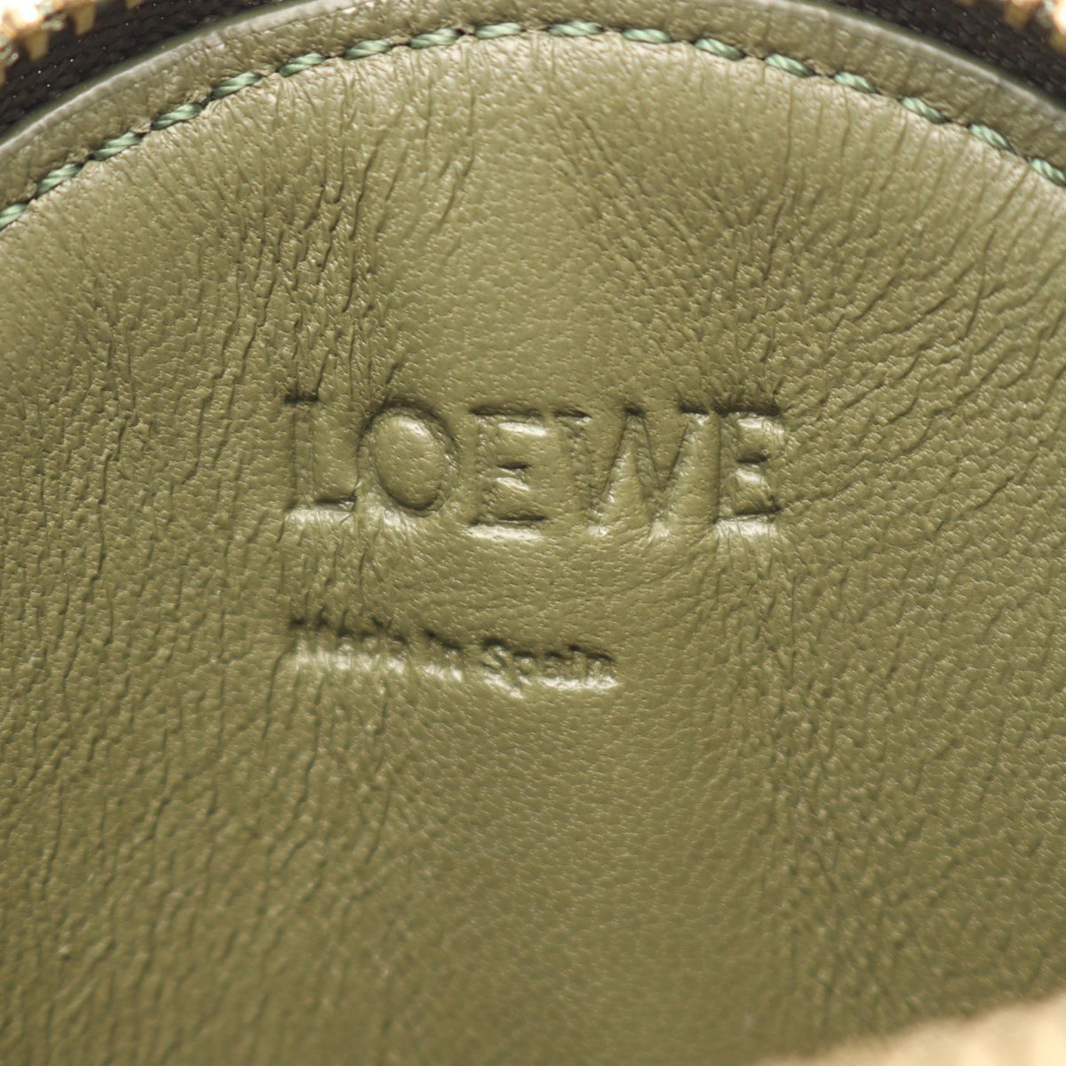 LOEWE Cookie Charm Repeat Anagram coin purse Green/Beige canvas leather 2120900135515