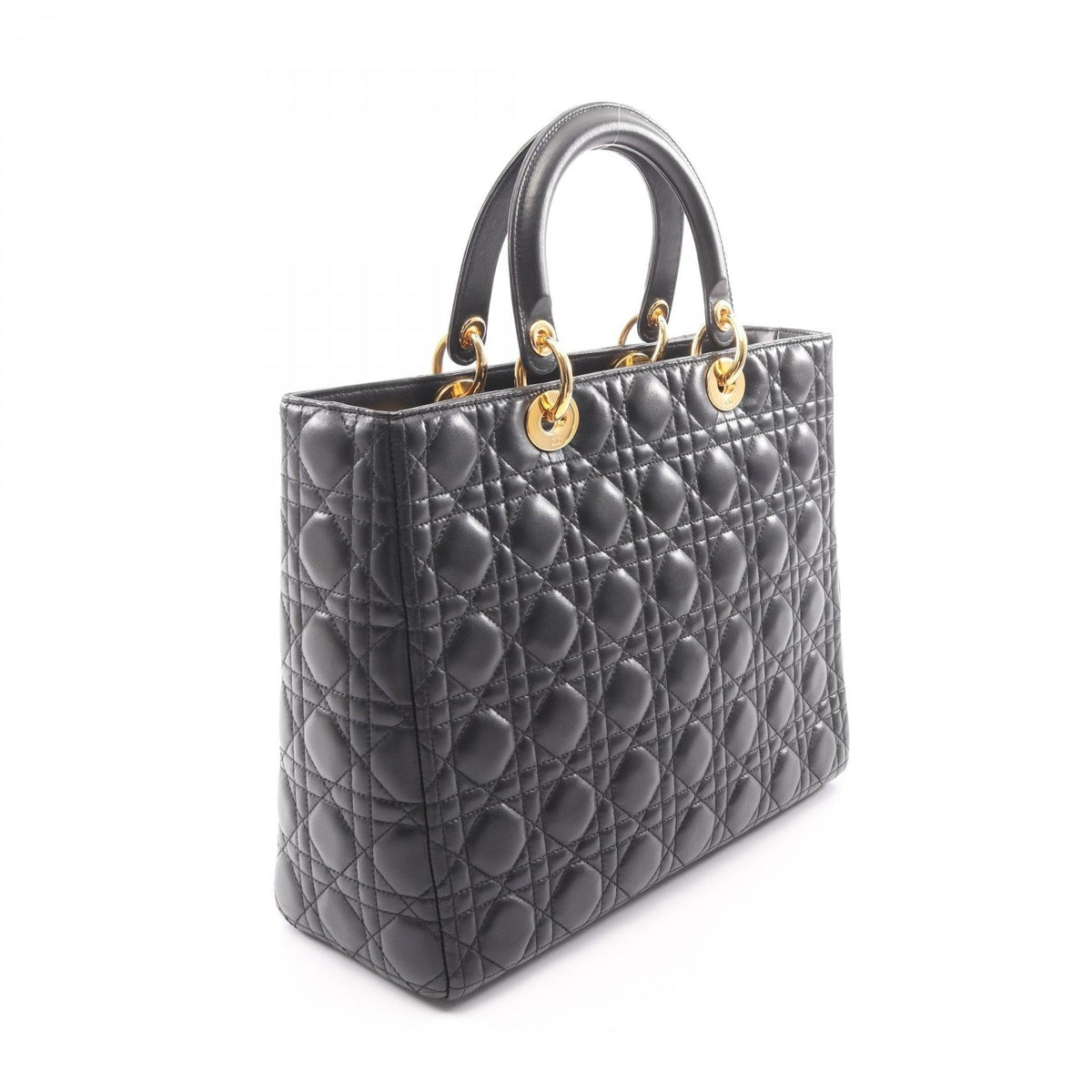 Christian Dior Lady Christian Dior Large Cannage 2WAY Handbag Black leather 2101220110260