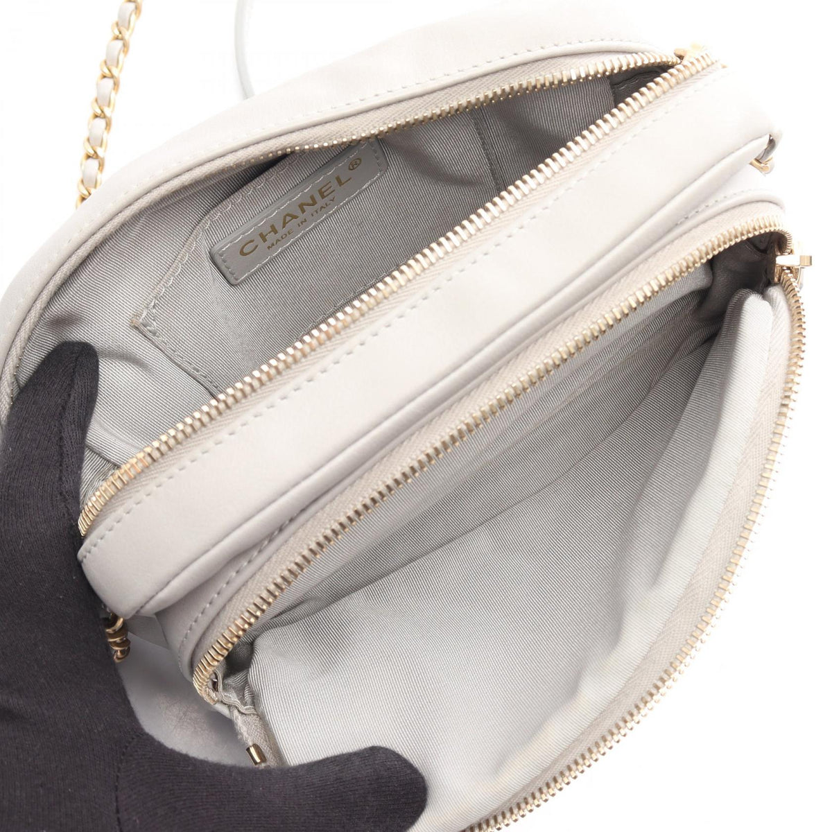 CHANEL Gray Matelasse leather 2101220097448
