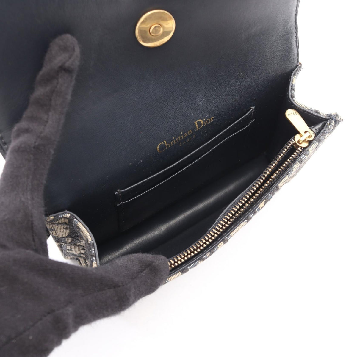 Christian Dior SADDLE Oblique Jacquard Waist bag Body bag Beige/Navy canvas leather 2101220095475