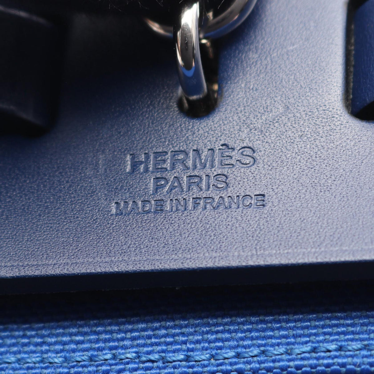 HERMES Herbag Zip PM Blue France 2WAY Handbag Blue Towar Military Other Toile Military / Vache leather hunter 2101220052713