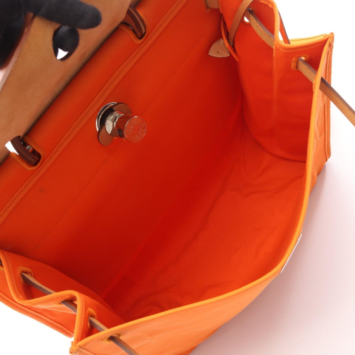 HERMES Alebag Zip MM Feu Natural HandbagOrange Orange Orange/Brown Vache leather hunter Other Toile Officier / Vache leather hunter 2101220052560
