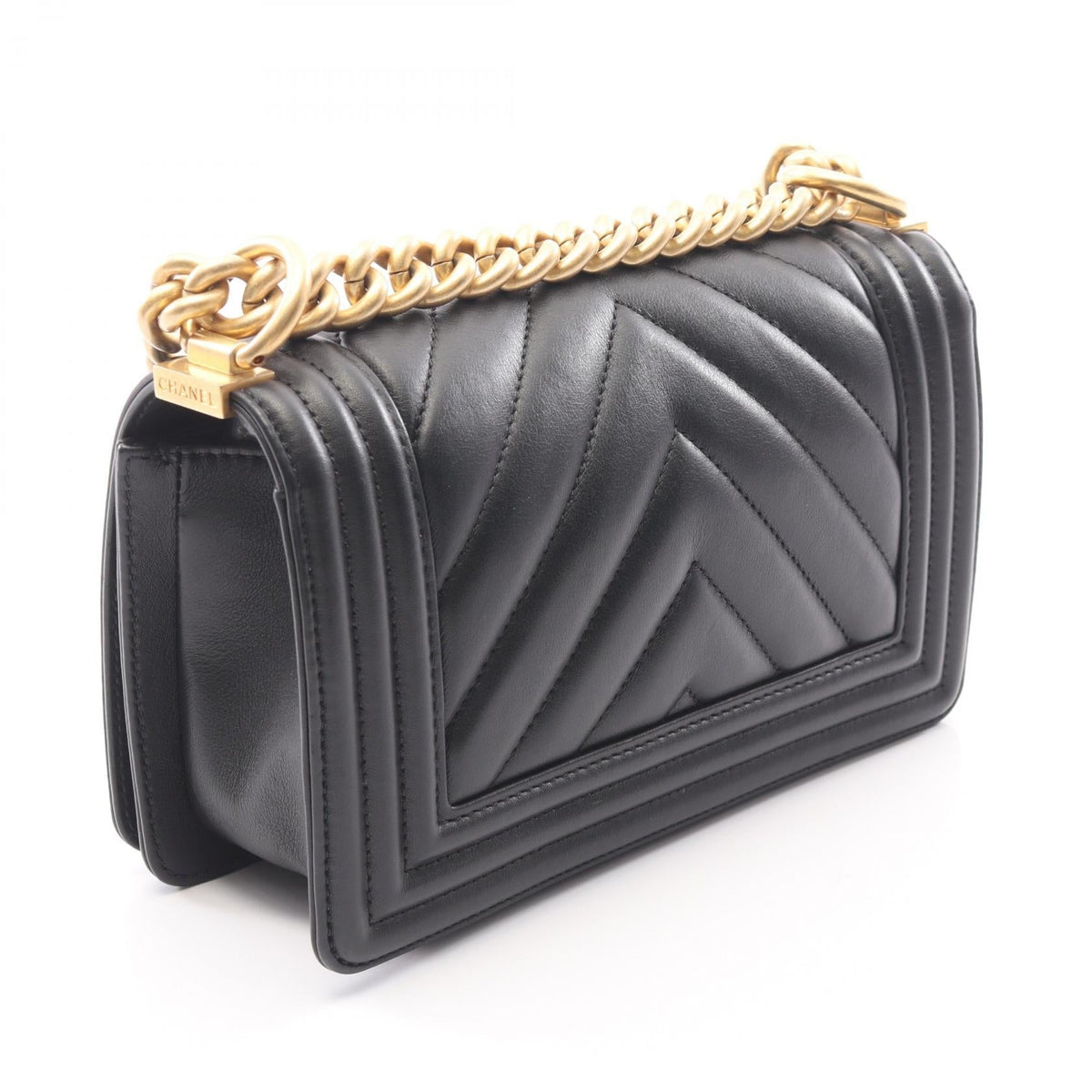 CHANEL Black Boy Chanel Small Chevron V Stitch Lambskin (sheep leather) A67085 2101219983097