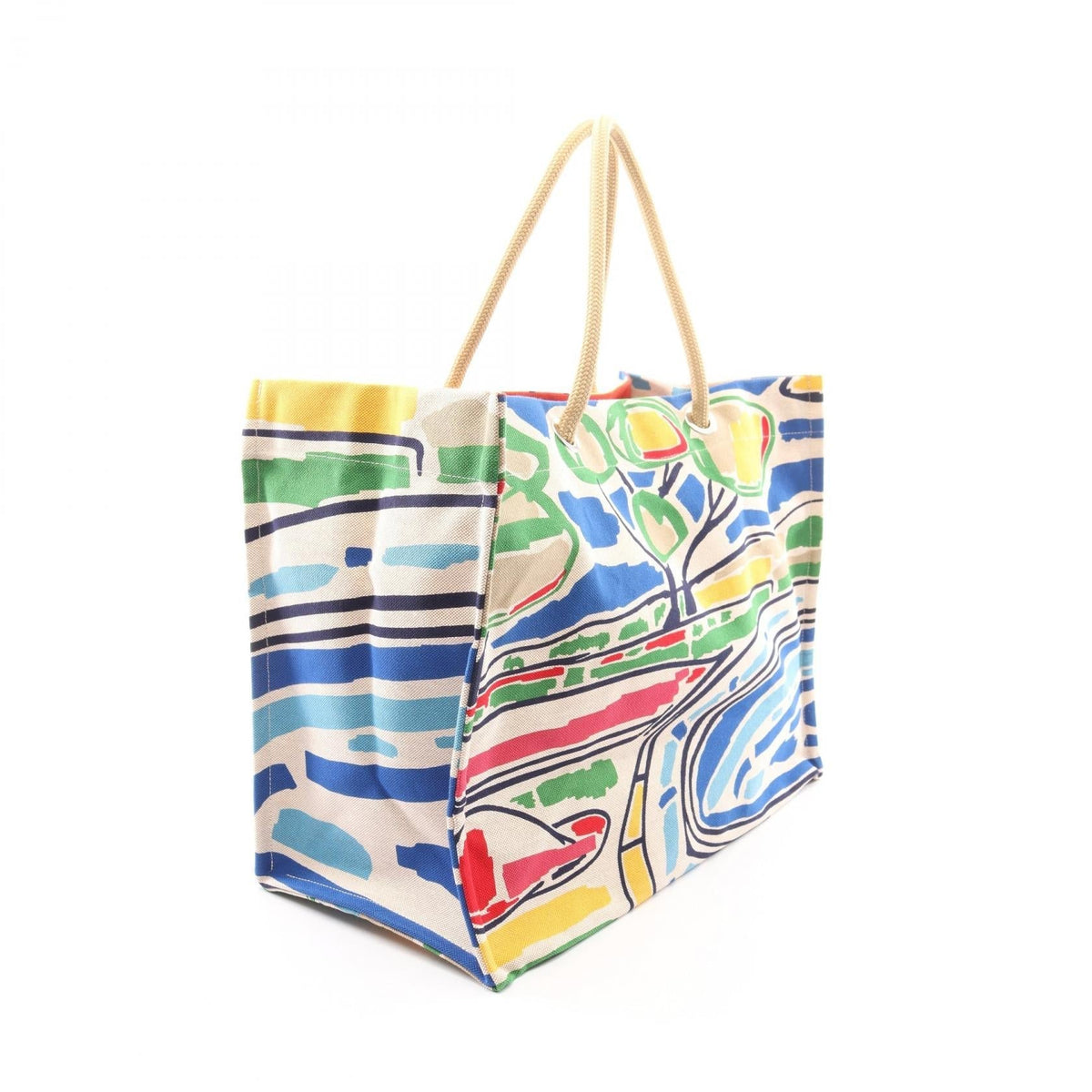 HERMES Farniente Beach Bag Ecru Rouge Jaune Tote Bag Beige/Multicolor canvas 2101219983516