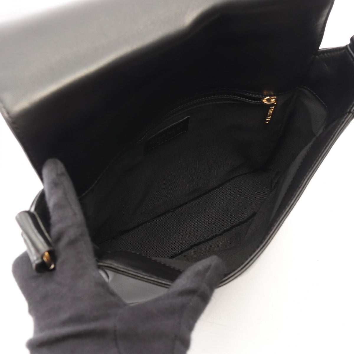 CHANEL Black Chocolate bar Lambskin (sheep leather) 2101219997452
