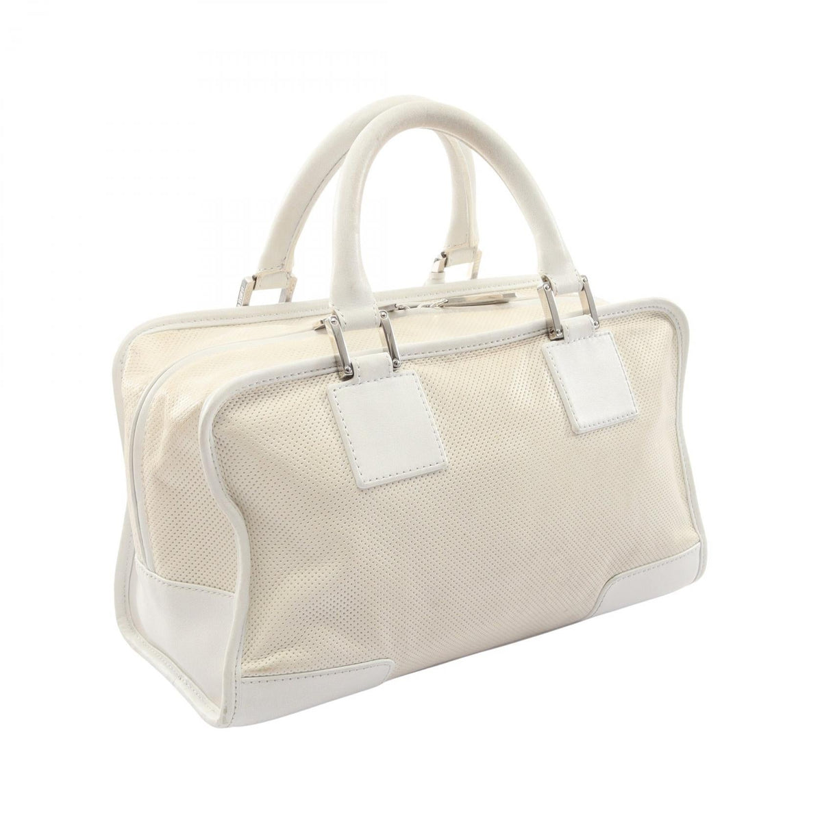 LOEWE Amazona 28 Punching Handbag White leather 2101220004903