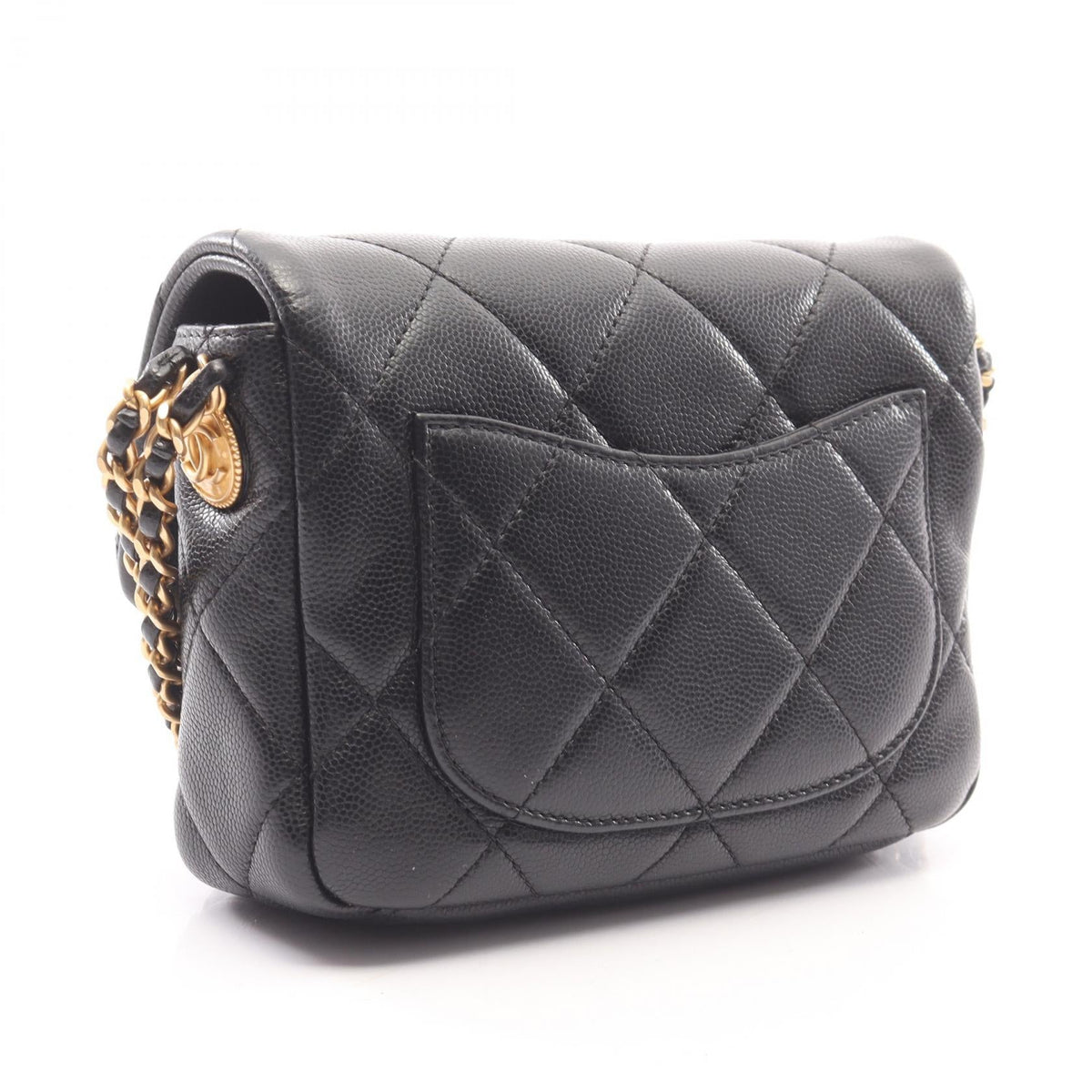 CHANEL Black Matelasse Mini Flap Grained Calfskin leather AS3368 2101219830827