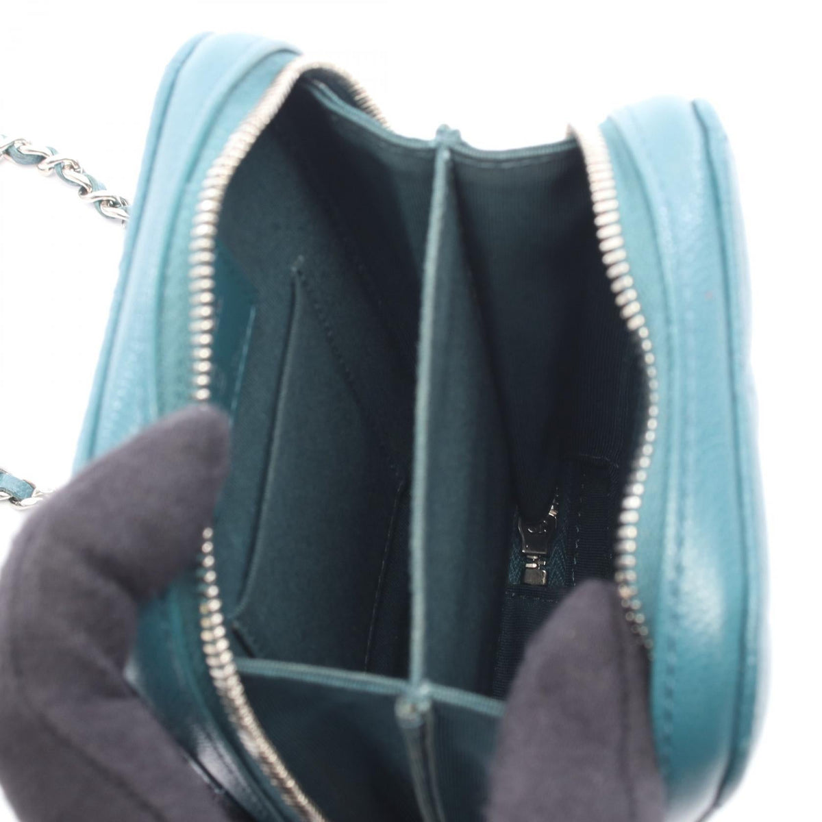 CHANEL Green Matelasse Phone Holder Grained Calfskin leather 2101219855028