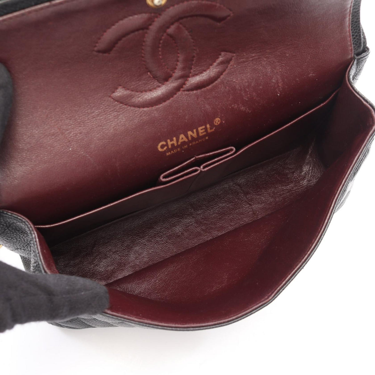 CHANEL Black Matelasse W flap Grained Calfskin leather A01112 2101219856803