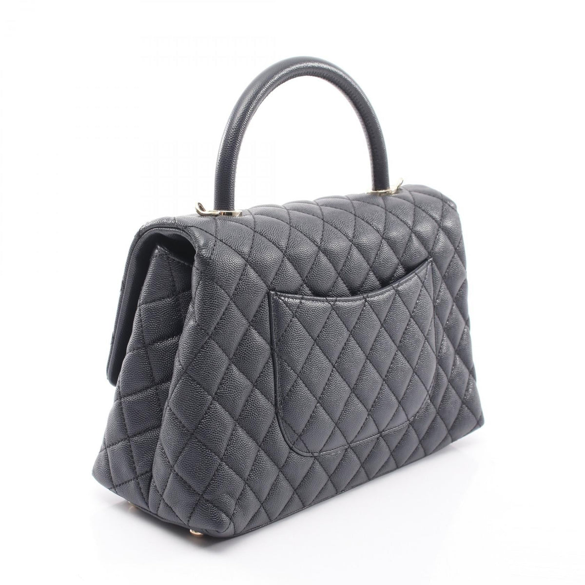 CHANEL Navy Coco Handle 29 Top Handle Flap Bag Matelasse Calfskin (cowhide) A92991 2118800164193