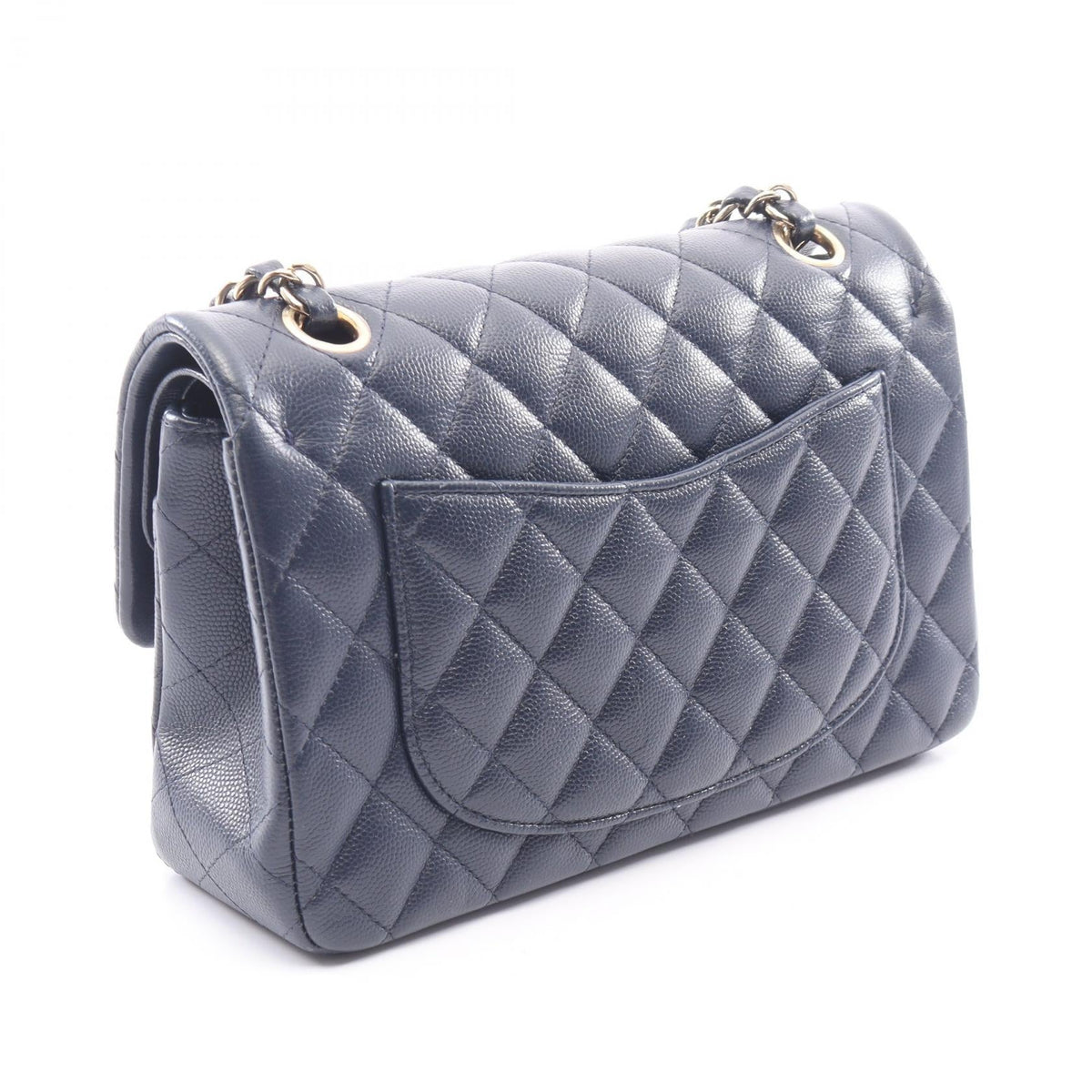 CHANEL Navy Matelasse W flap Grained Calfskin leather 2106800639315