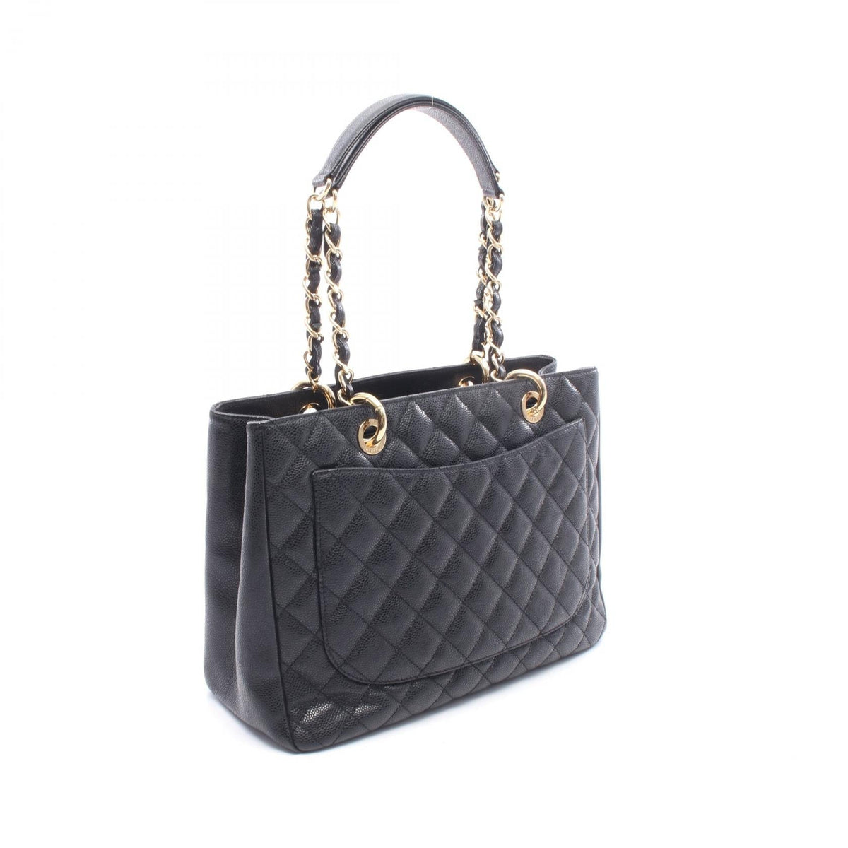 CHANEL Black Matelasse Grand Shopping GST Grained Calfskin leather A50995 2101220078997