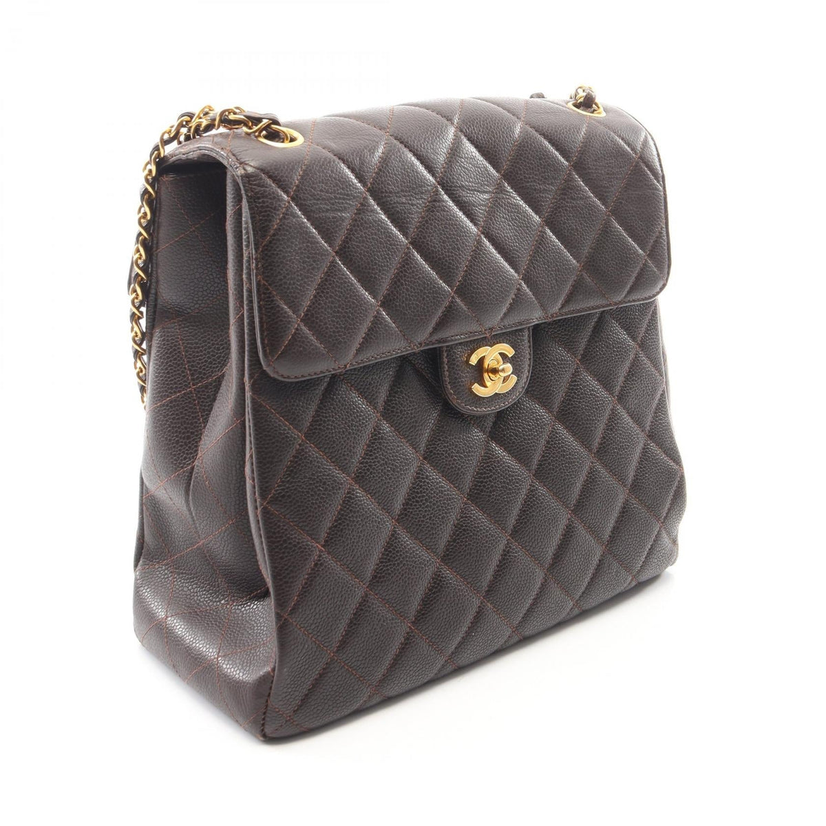 CHANEL Brown Matelasse W Face Grained Calfskin leather 2101220083885