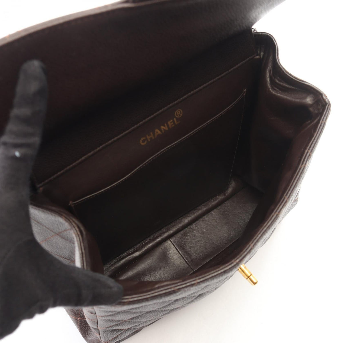 CHANEL Brown Matelasse W Face Grained Calfskin leather 2101220083885