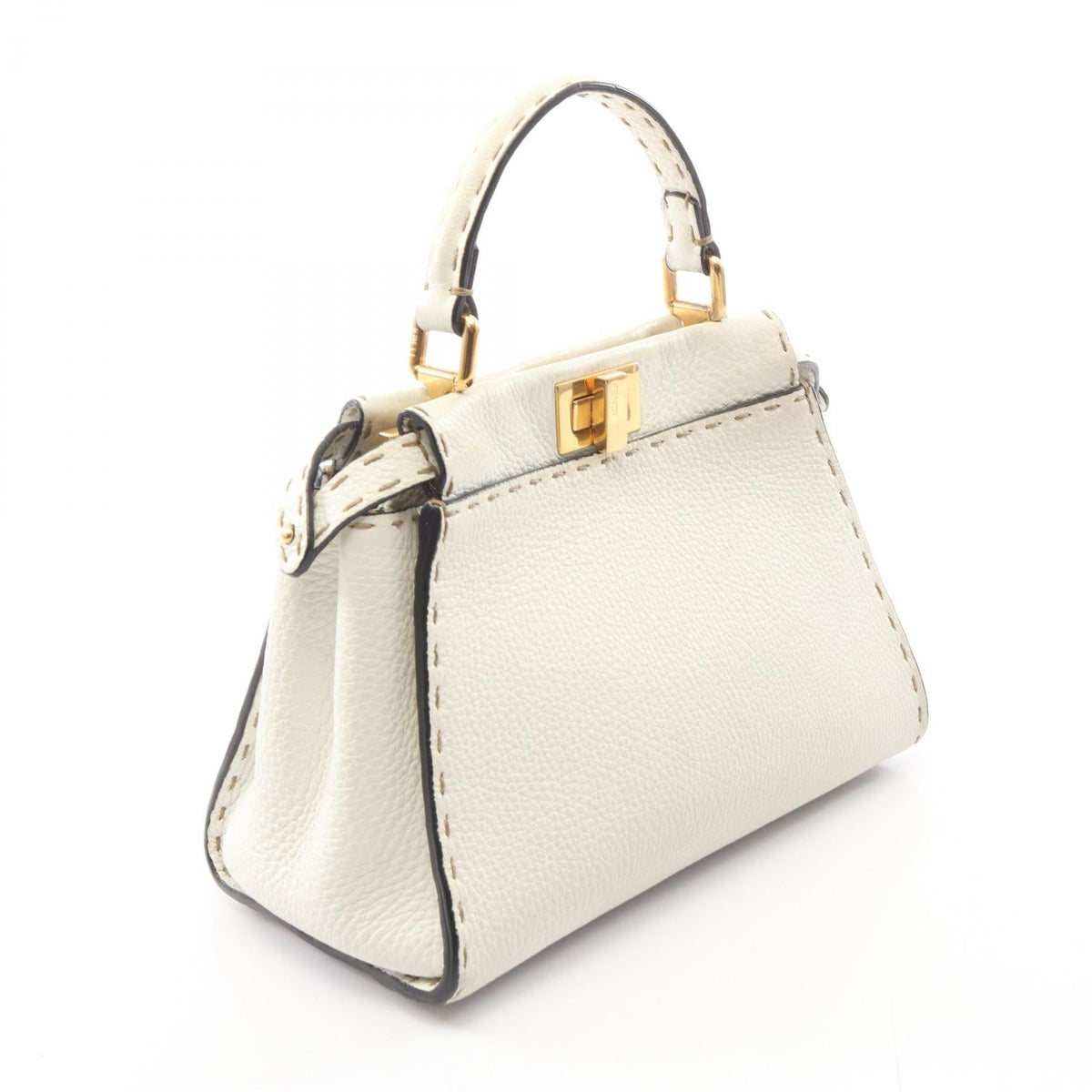 FENDI Mini Peekaboo Selleria 2WAY Handbag White leather 8BN244 2107601173381