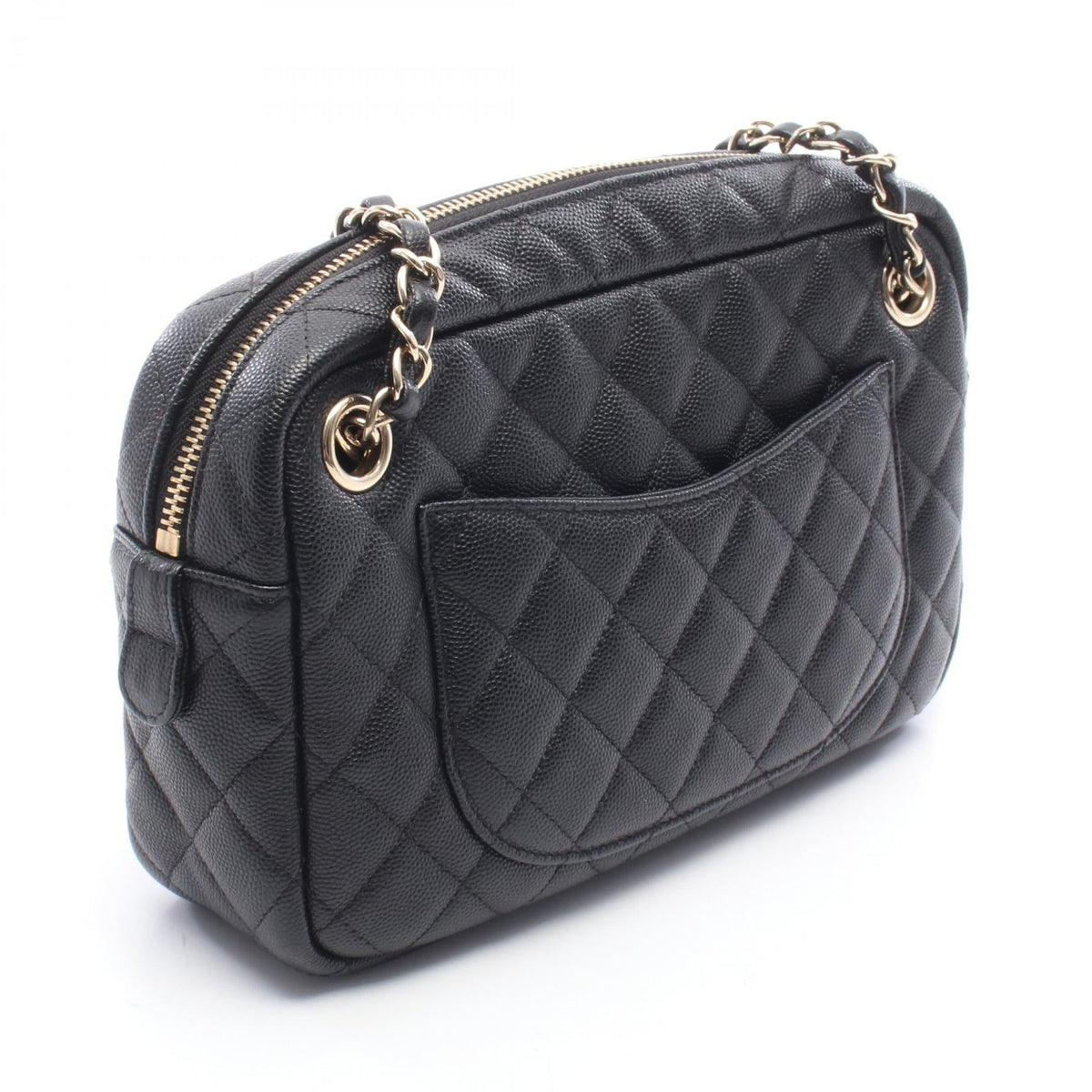 CHANEL Black Matelasse camera case Grained Calfskin leather 2106800640809