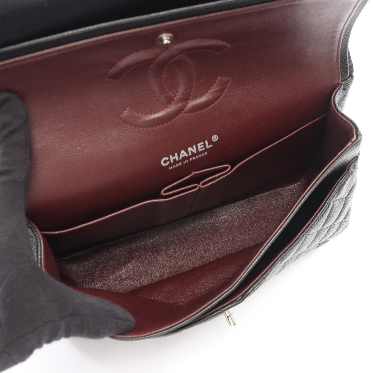 CHANEL Black Matelasse W flap Grained Calfskin leather 2101220098612