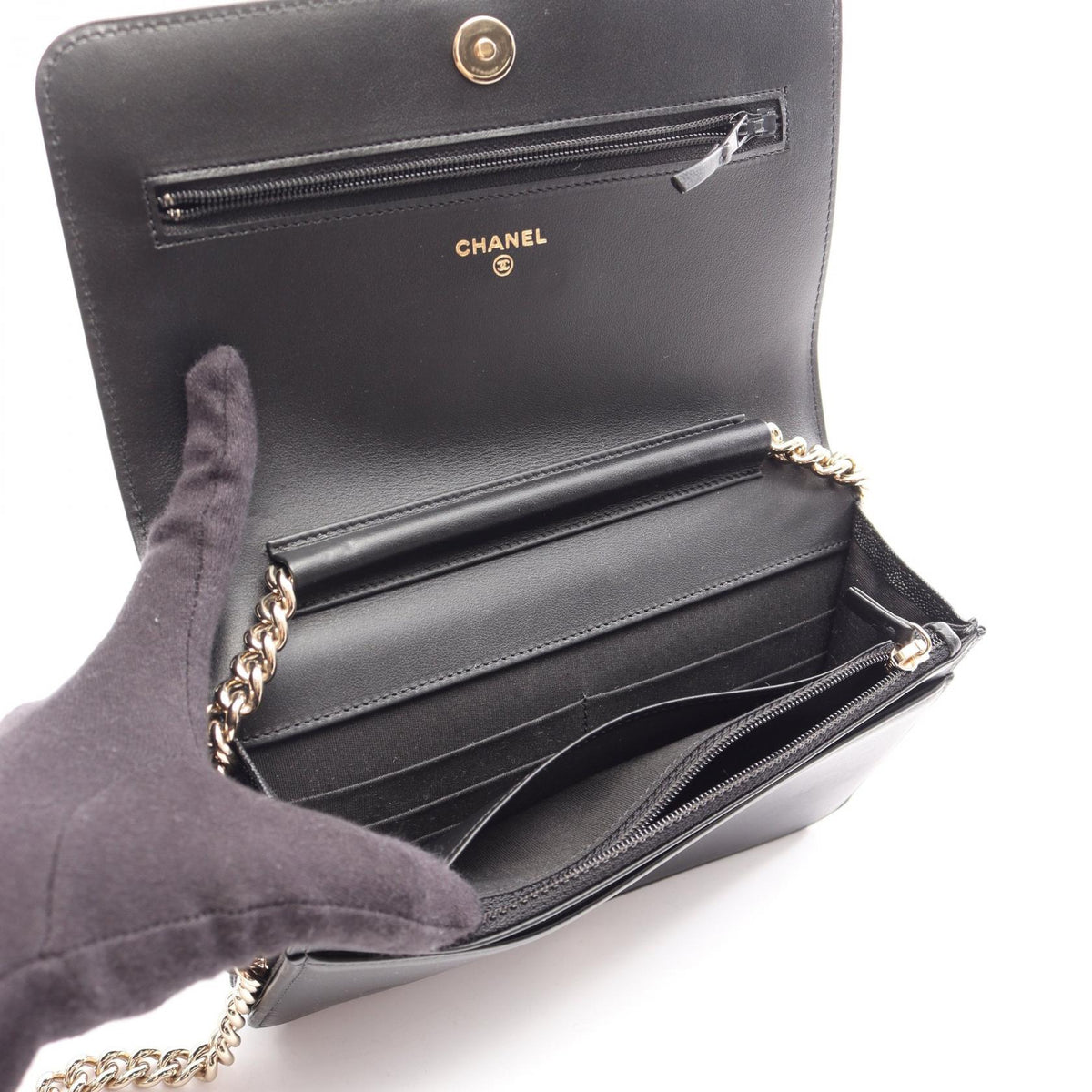 CHANEL Black V stitch Grained Calfskin leather 2101220098957