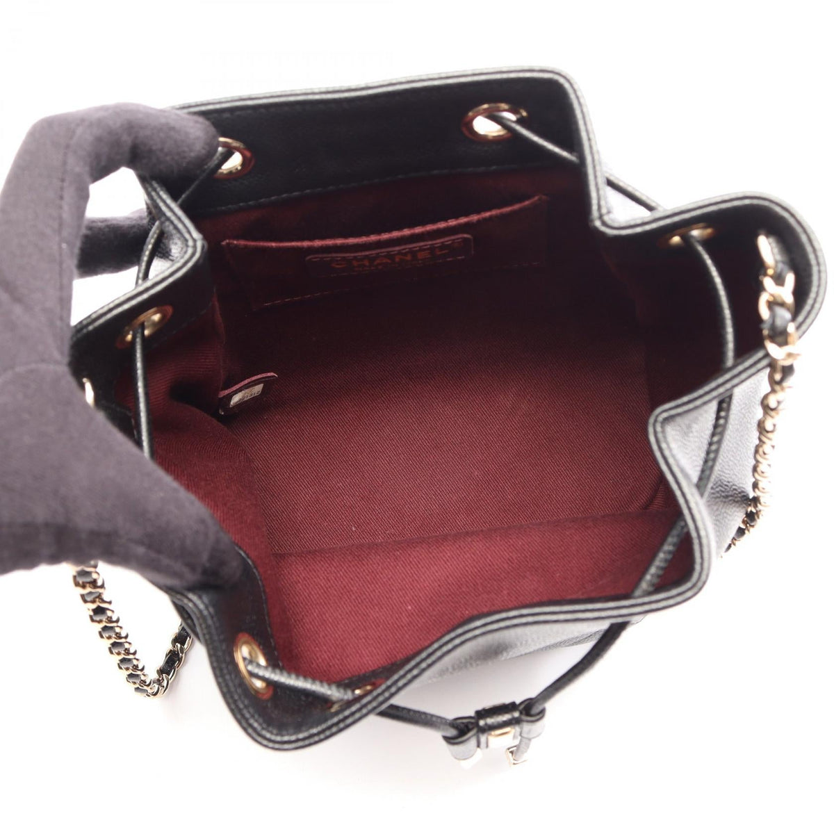 CHANEL Black Matelasse bucket bag Grained Calfskin leather AS2353 2101220124243