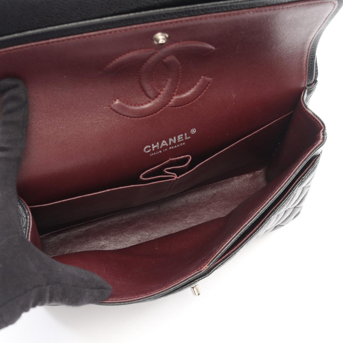 CHANEL Black Matelasse W flap Grained Calfskin leather A01112 2101220100780