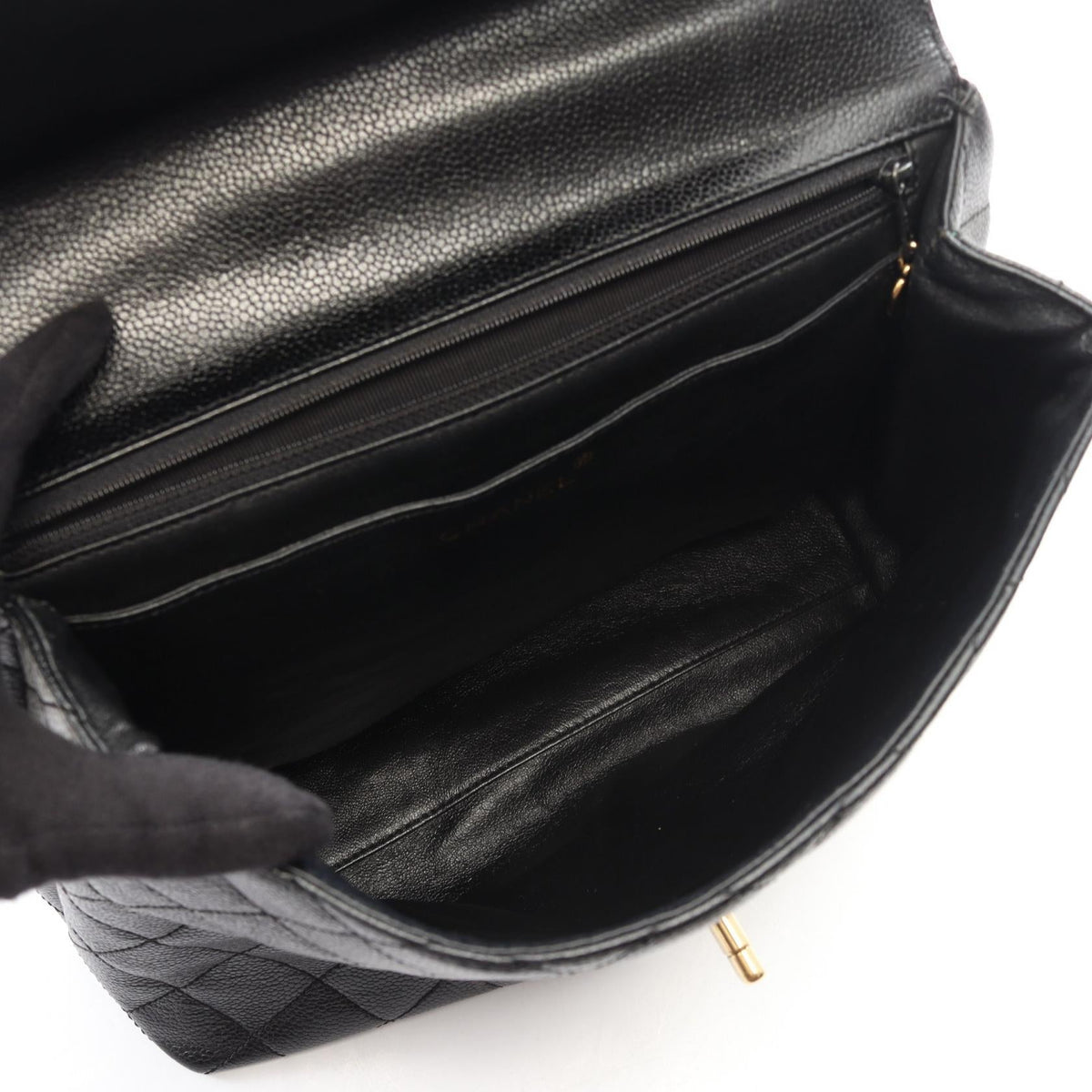 CHANEL Black Matelasse Grained Calfskin leather A12397 2101220104672