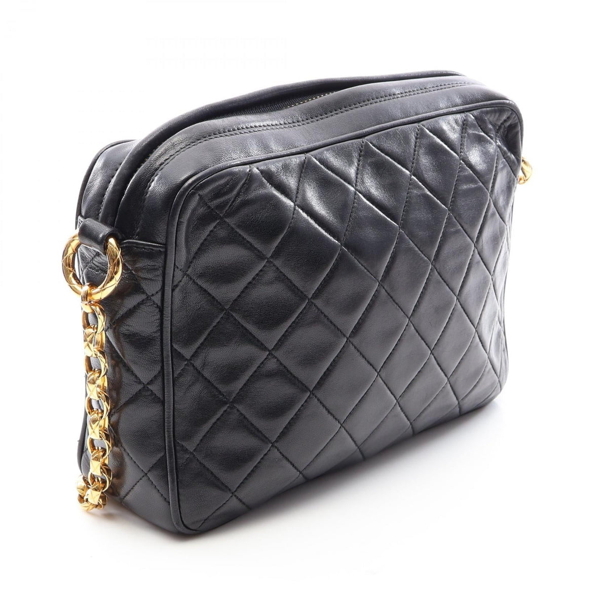 CHANEL Black Matelasse Fringe ChainShoulder Lambskin (sheep leather) 2101220109776