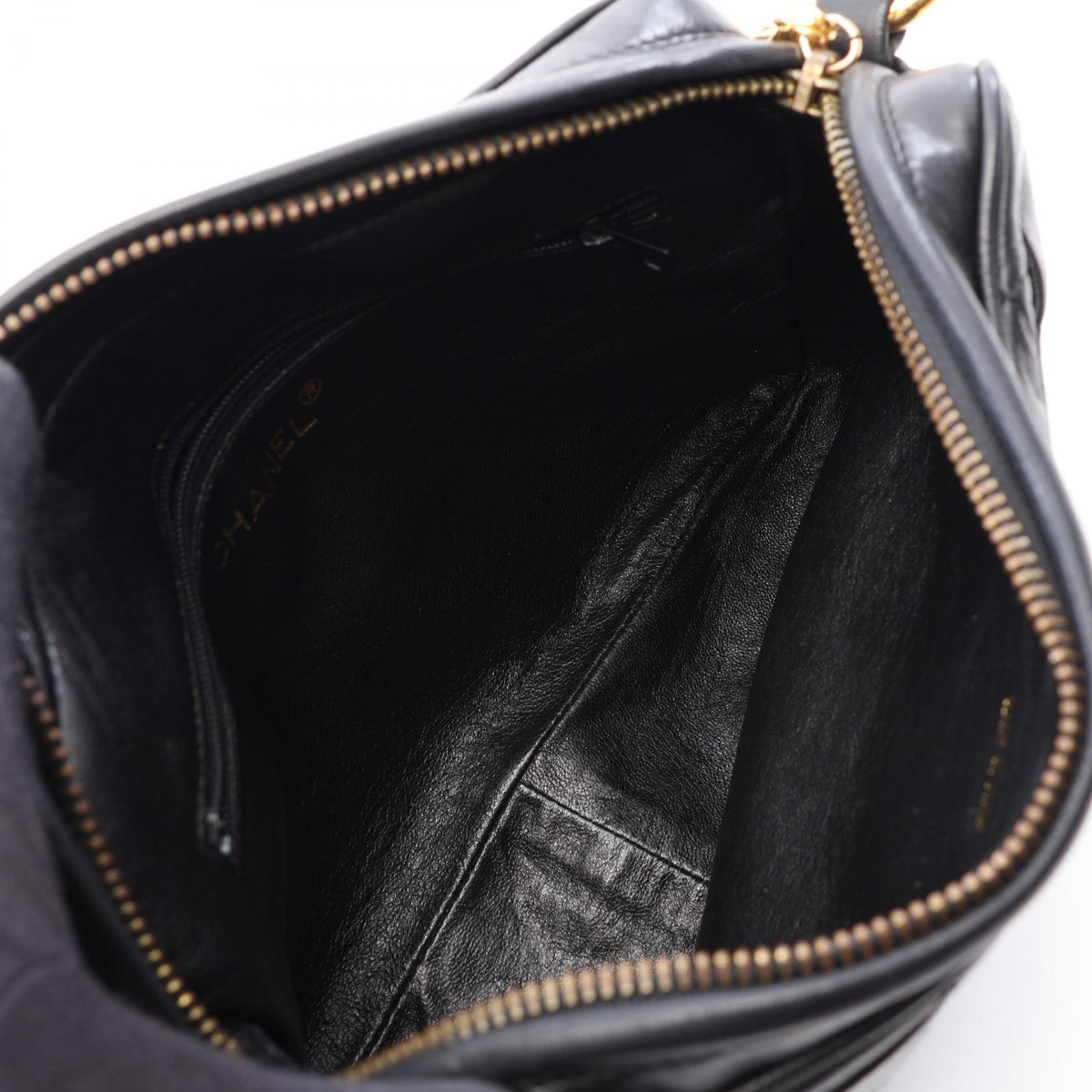 CHANEL Black Matelasse Fringe ChainShoulder Lambskin (sheep leather) 2101220109776