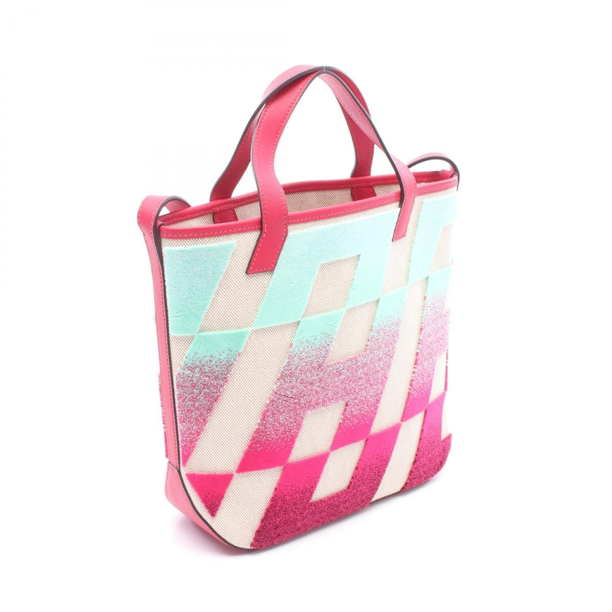 HERMES HH en BiaisPM Ecru Blue pale Framboise Tote BagBeige Beige Beige/Pink/Multicolor Vaux Swift leather Other Swift leather / Toilet H 2101220055608