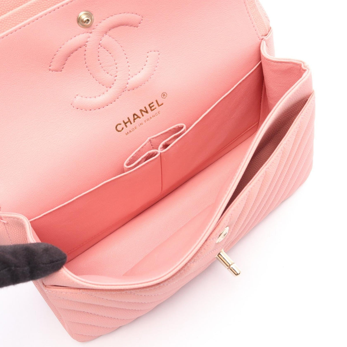 CHANEL Pink Matelasse W flap Grained Calfskin leather A01113 2106800635065