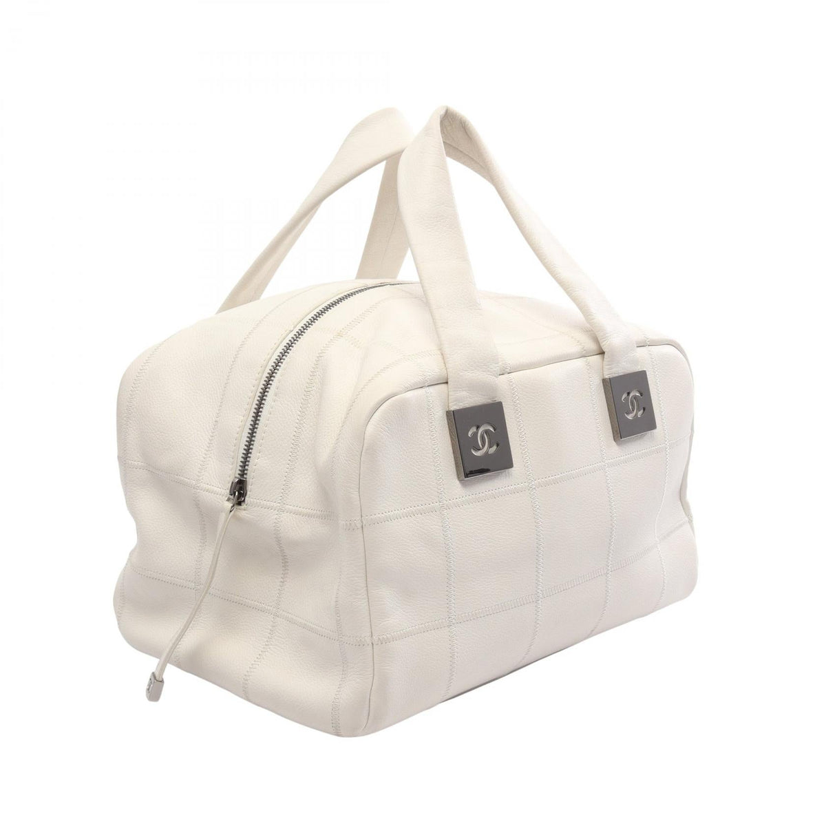CHANEL White Chocolate bar Boston bag Grained Calfskin leather 2101219974491