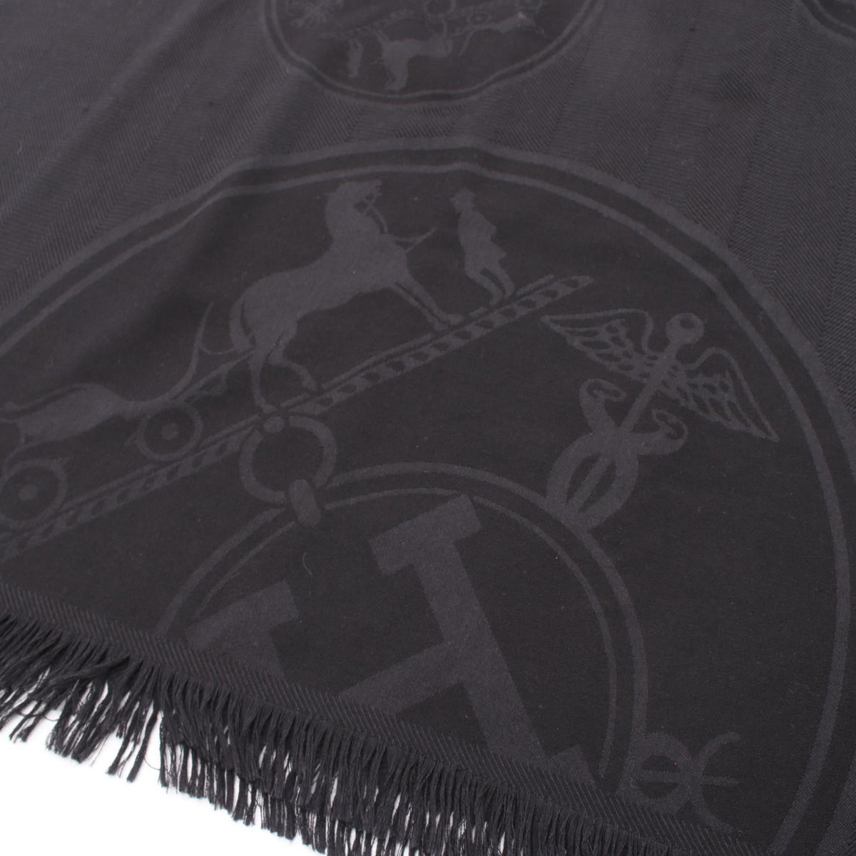HERMES New Libris Stall Black silk silk cashmere 2104102514385