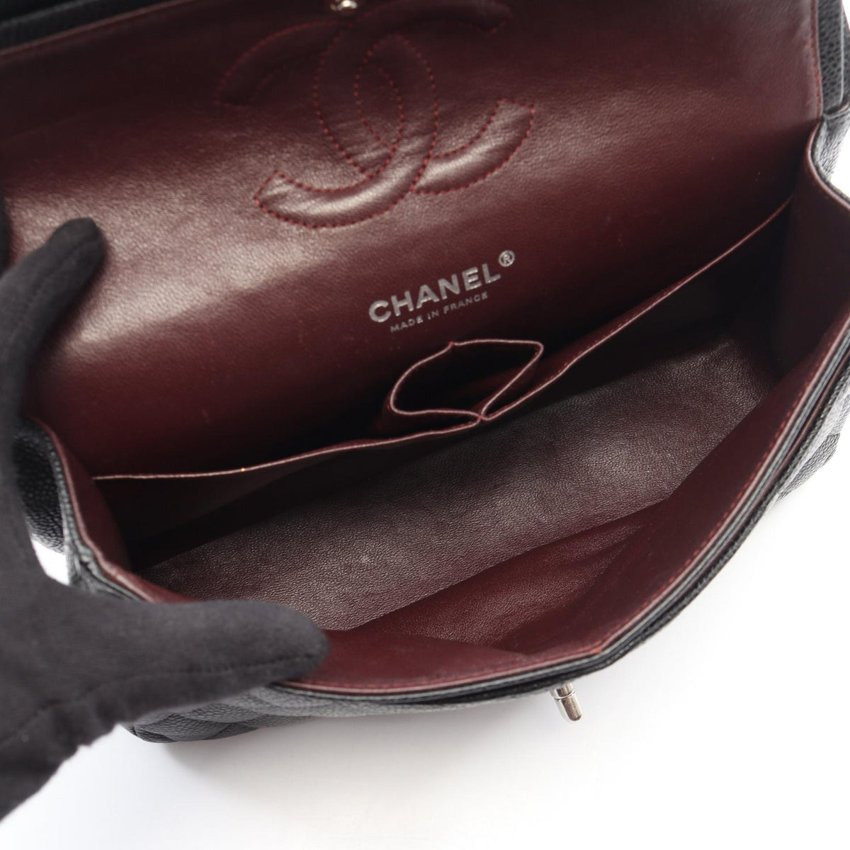 CHANEL Black Matelasse W flap Grained Calfskin leather 2101219996677