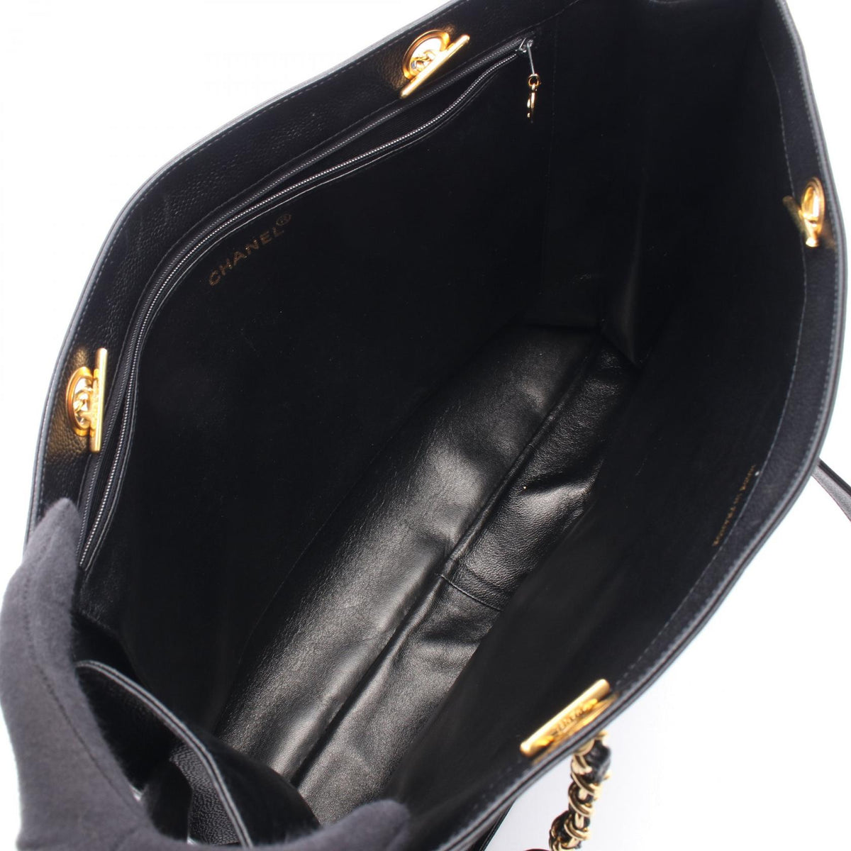 CHANEL Black Big Coco Chain Tote Grained Calfskin leather 07829 2101219997520