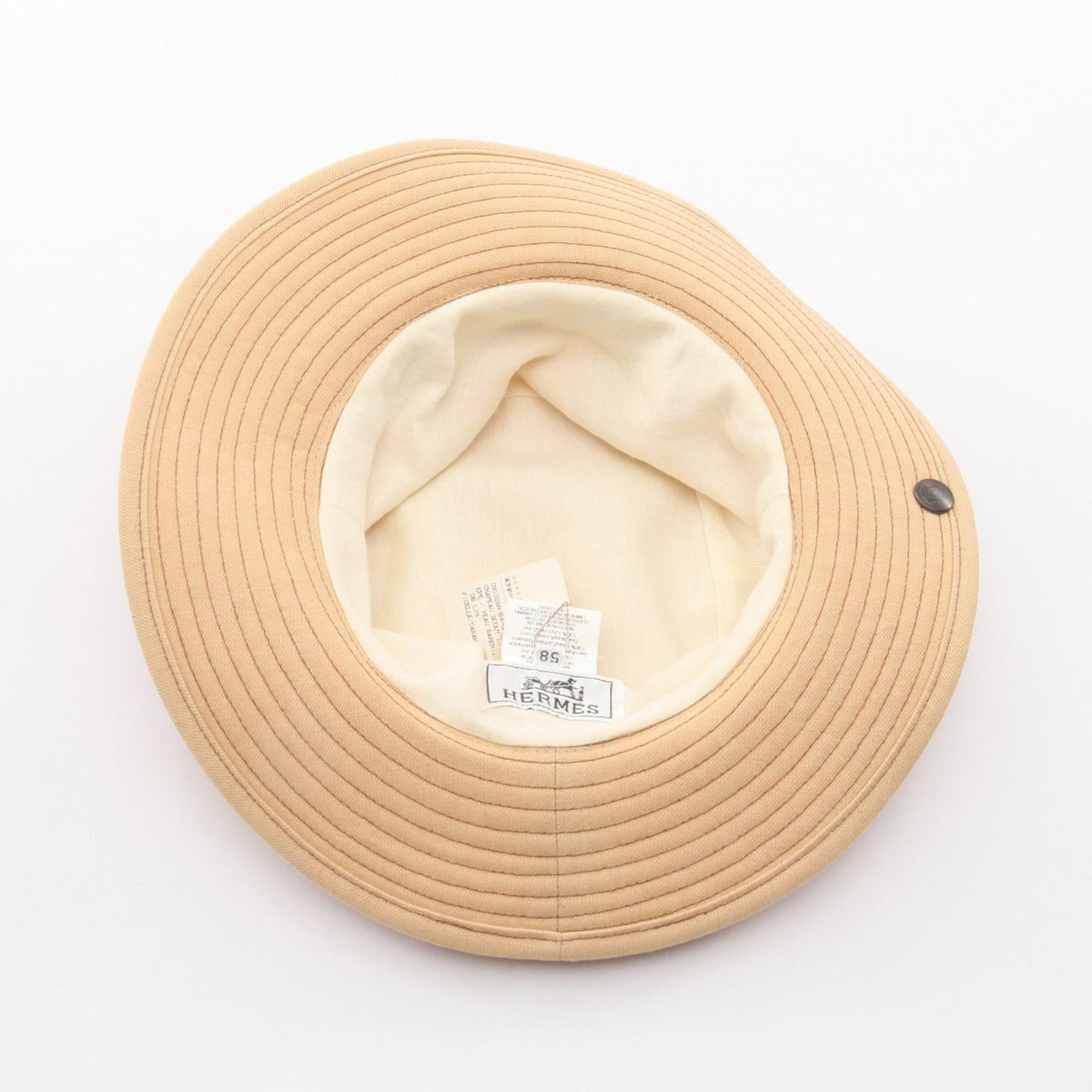 HERMES hatBeige Beige Beige Fabric leather 2129800000558