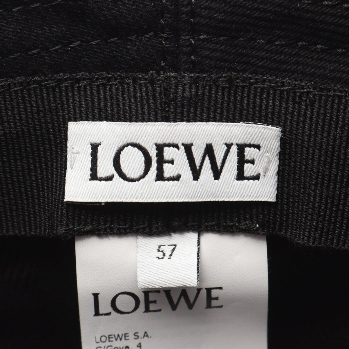 LOEWE FRAYED BUCKET HAT with leather logo patch hat Black denim 2120900074166