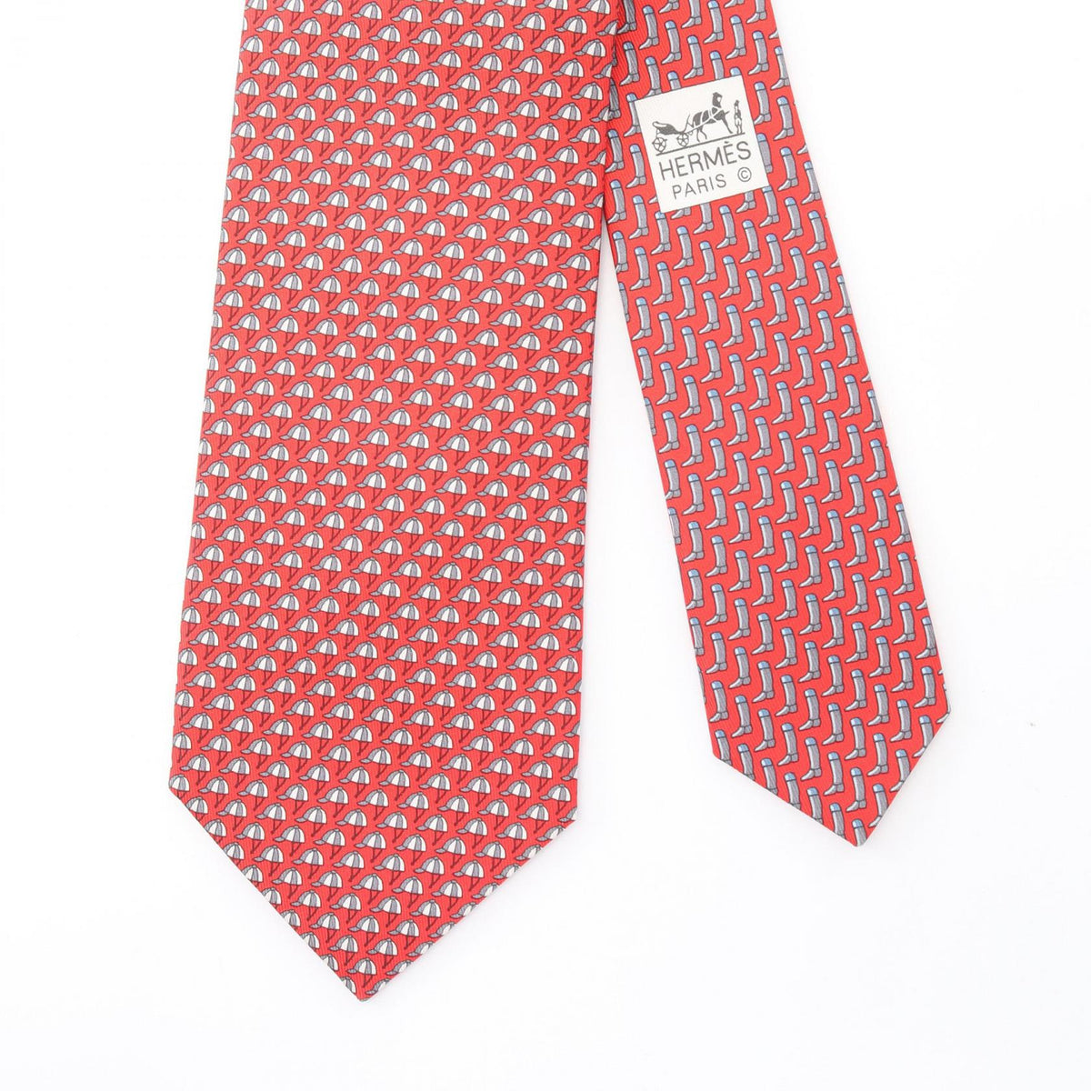 HERMES tie Red silk silk 2101219392929
