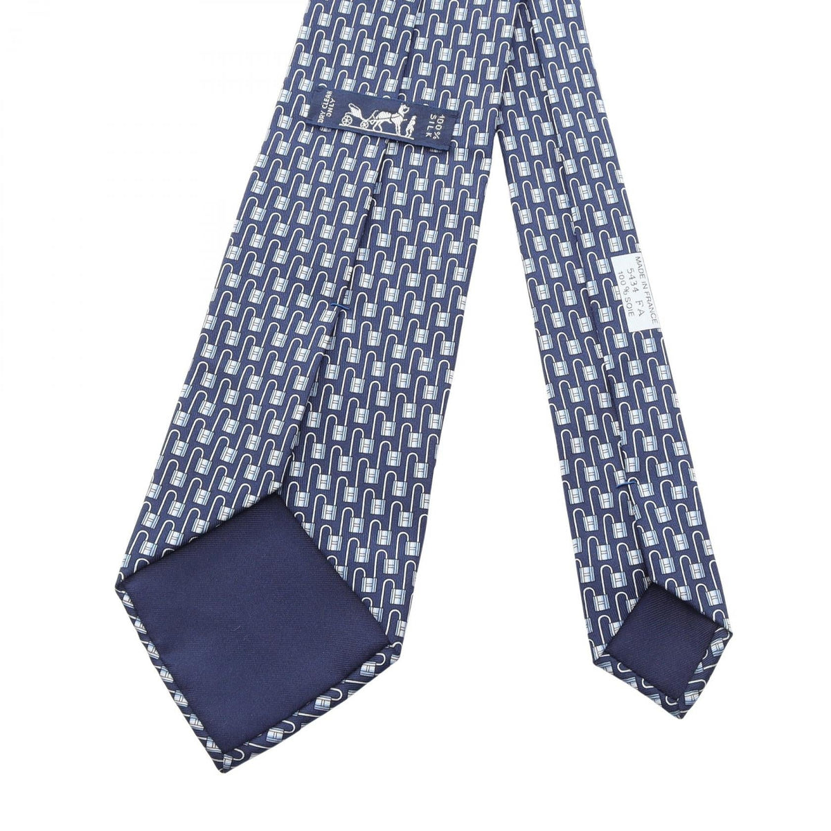 HERMES Cadena pattern tieWhite White Navy/Blue/White silk silk 2120300055192