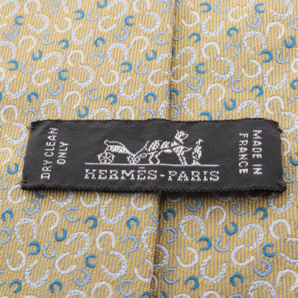 HERMES Fers en Vrac Horseshoe tie Yellow/Multicolor silk silk 2120300055185